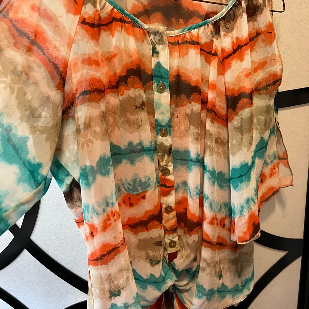 BCX Orange 3/4 Sleeve Boxy Blouse